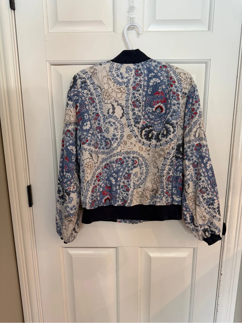 Free People Daytrip Paisley Print Quilted Full Zip Up Bomber Jacket 25584